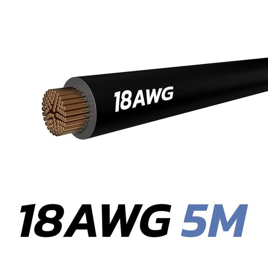 Câble noir 18 AWG - 5M vue 2