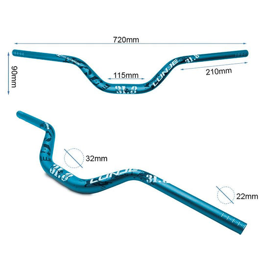 Guidon de 720mm avec élévation 90mm bleu vue 2