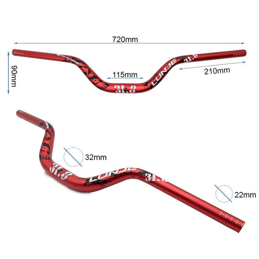 Guidon de 720mm avec élévation 90mm rouge vue 2