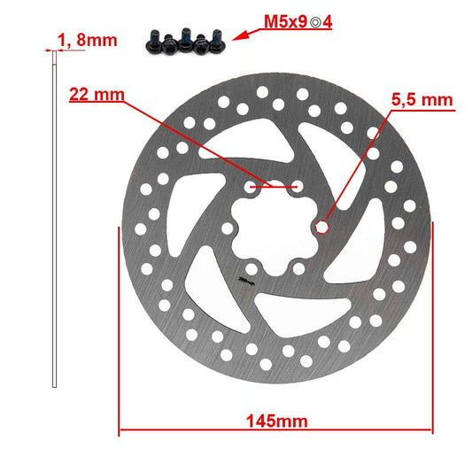 Disque de frein 145mm 6H argent vue 2