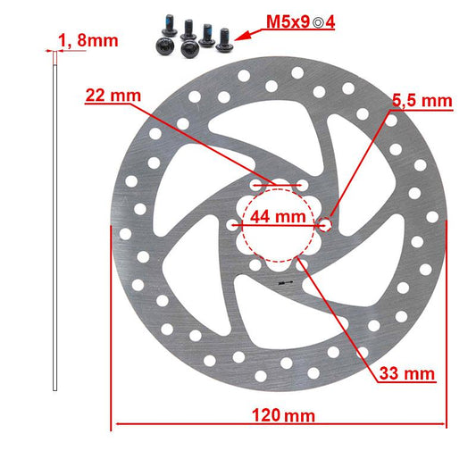 Disque de frein 120mm 6H argent pour Cecotec Outsider/Bongo série A vue 2