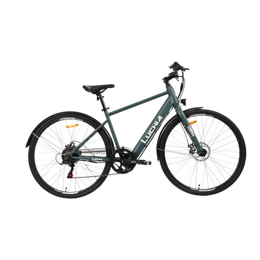 Vélo électrique urbain Atria vert 700c avec cadre en acier et freins à disque référence EBK006