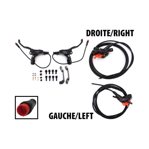 Kit freins hydrauliques 4 pistons connecteur etanche (1x gauche + 1x droite)