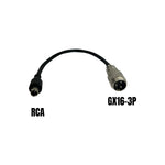 Adaptateur GX16-3P male vers connecteur RCA — vue 1