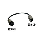 Adaptateur GX16-3 pins male vers GX16-4 pins femelle — vue 1