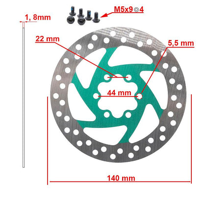 Disque de frein 140mm 6H vert vue 2