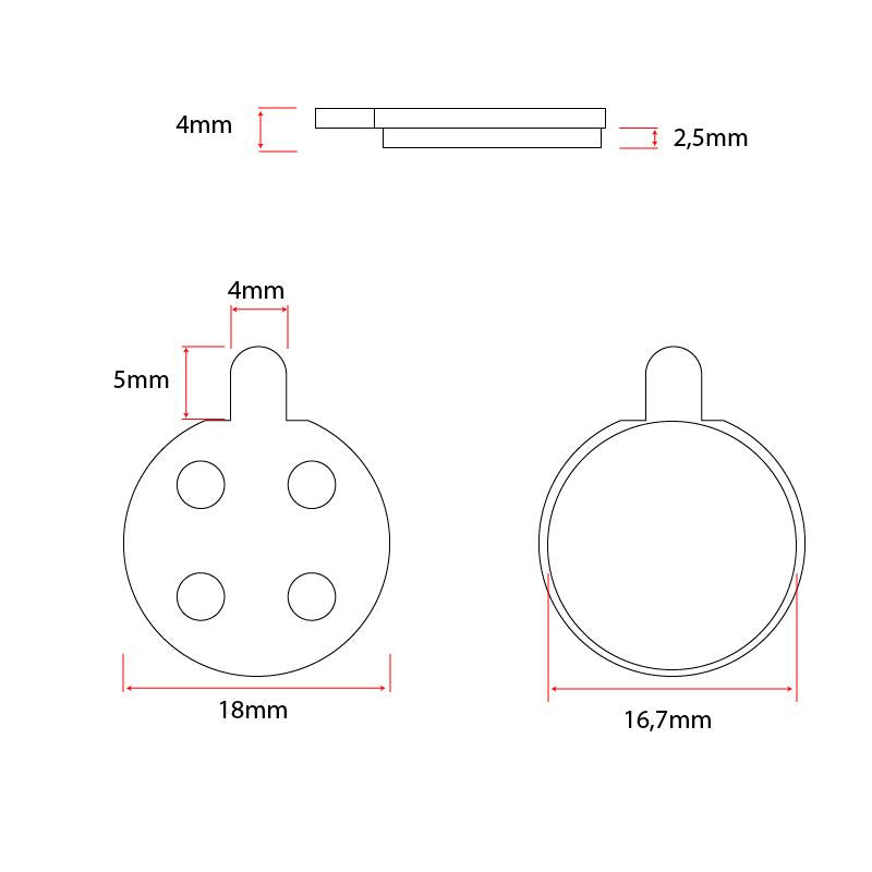 Plaquette de frein CT003-R ronde en résine avec ergot - 20pcs vue 2
