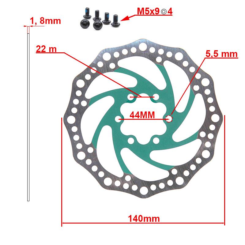 Disque de frein R6.1 140mm 6H vert vue 2