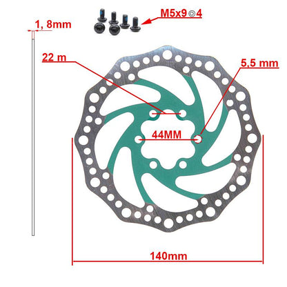 Disque de frein R6.1 140mm 6H vert vue 2