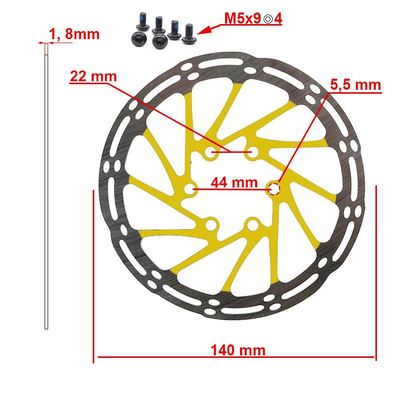 Disque de frein EWD002 140mm 6H jaune vue 2