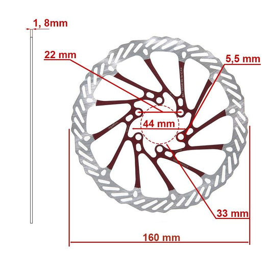 Disque de frein G3 160mm 6H rouge vue 2