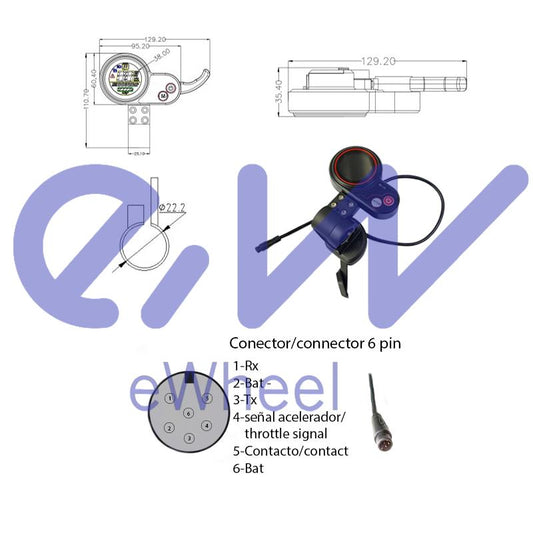 Display QS-S4 6 broches avec accélérateur au pouce vue 2