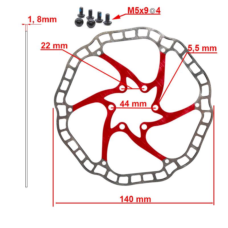 Disque de frein EWD001 140mm 6H rouge vue 2