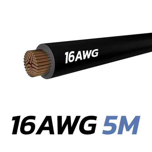 Câble noir 16 AWG - 5M vue 2