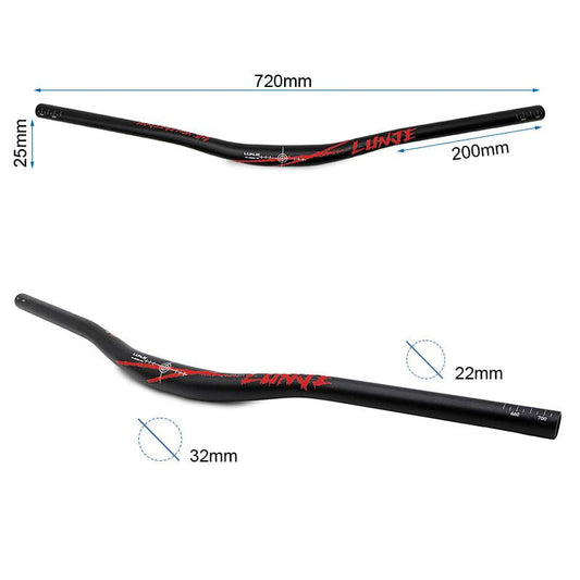 Guidon de 720mm avec élévation 25mm noir-rouge vue 2