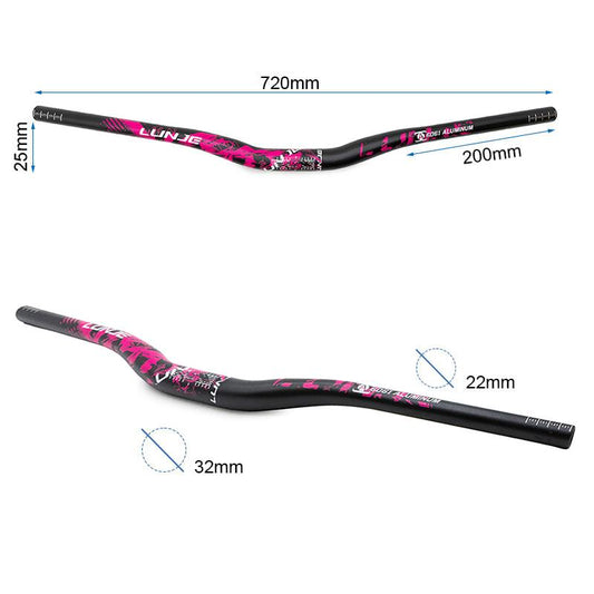 Guidon de 720mm avec élévation 25mm noir-rose vue 2