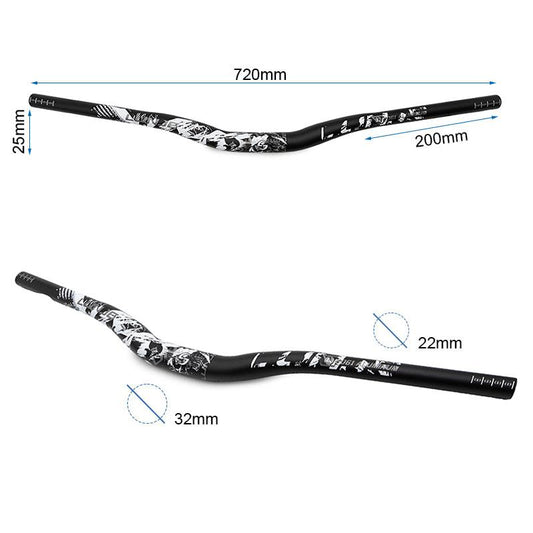 Guidon de 720mm avec élévation 25mm noir-blanc vue 2