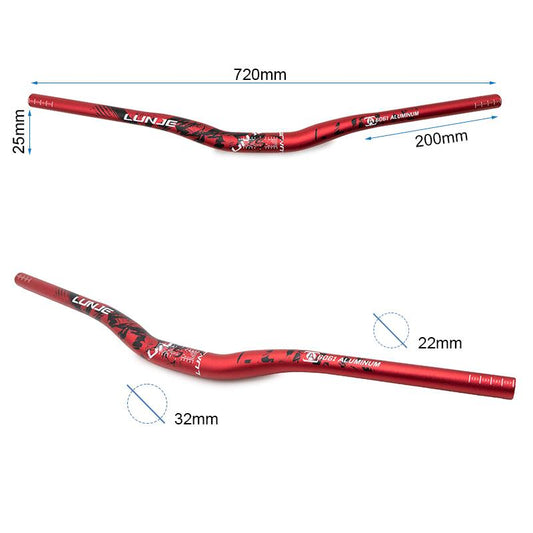 Guidon de 720mm avec élévation 25mm rouge-noir vue 2