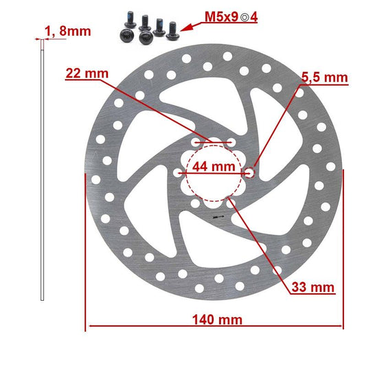 Disque de frein 140mm 6H argent vue 2
