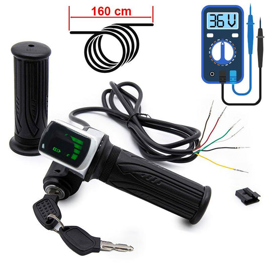 Accélérateur avec indicateur de batterie et clé (36V/48V) - Connecteur SM référence EAS-007