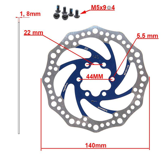 Disque de frein R6.1 140mm 6H bleu vue 2