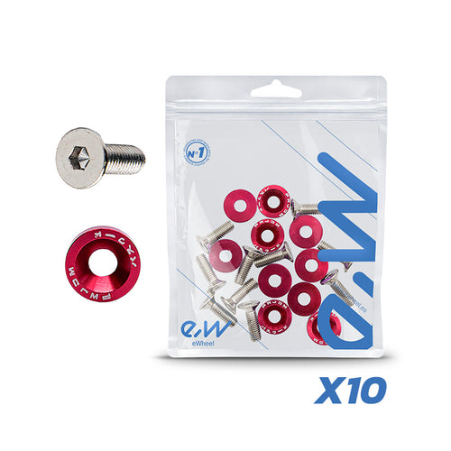 Rondelle JDM rouge avec vis M6x16 - 10pcs