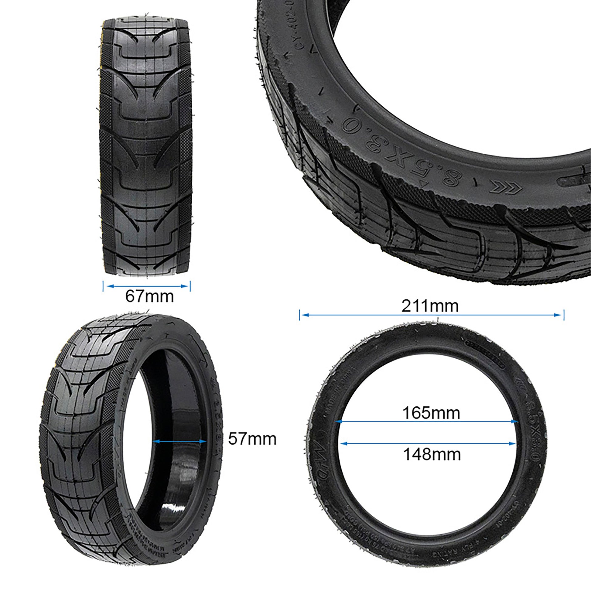 Pneu 8,5x3 tubeless cityroad - avec GEL EWHEEL PANTHERURBAN vue 2