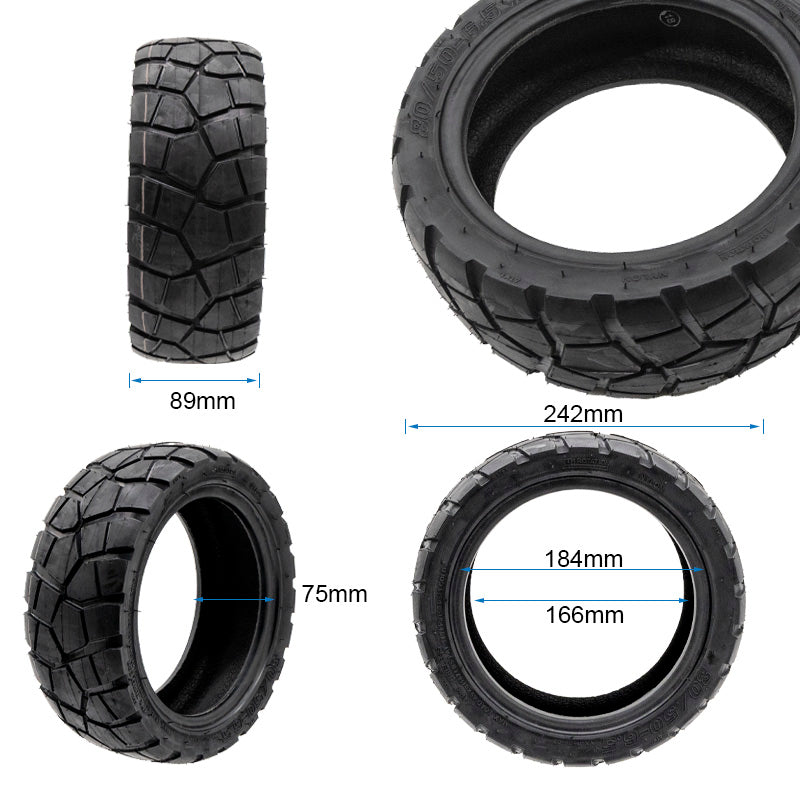 Pneu tubeless 80/50-6.5 Ewheel Rhinotrack Runflat vue 2