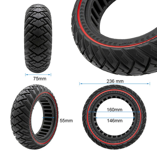 Pneu plein off-road 70/75-6,5 ligne rouge vue 2