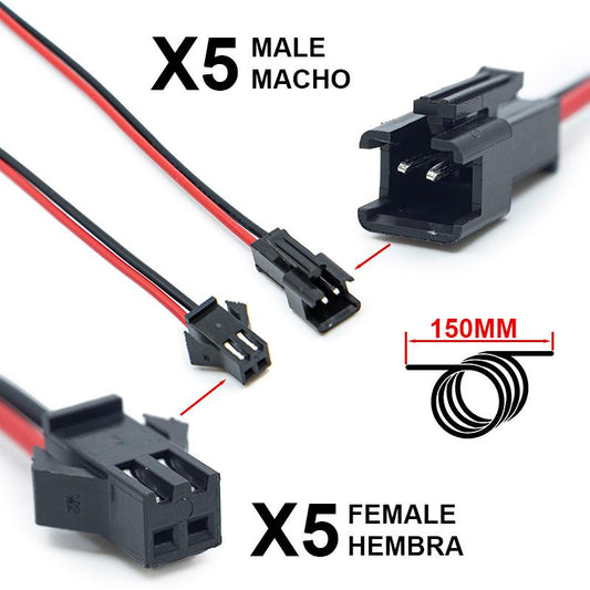 Connecteur SM 2 broches avec câble 22 AWG - 5M/5H référence 8644-12
