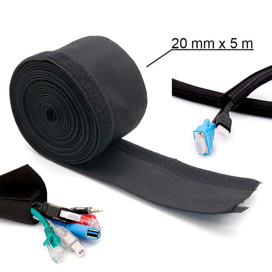 Gaine protège câbles en tissu 5M - 20mm diamètre référence RND028