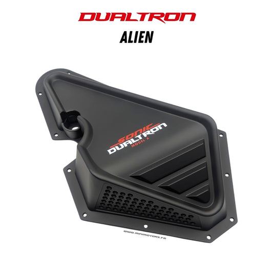 Cache gauche de boîtier de colonne de direction noir Dualtron Alien référence DLT01779